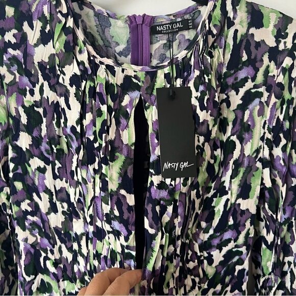 Nasty Gal,Women’s Abstract Print Keyhole Midaxi Tea Dress-Purple. Size:6(US) NWT - Picture 10 of 16